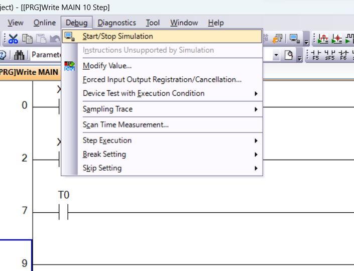 simulation in Mitsubishi GX works 2